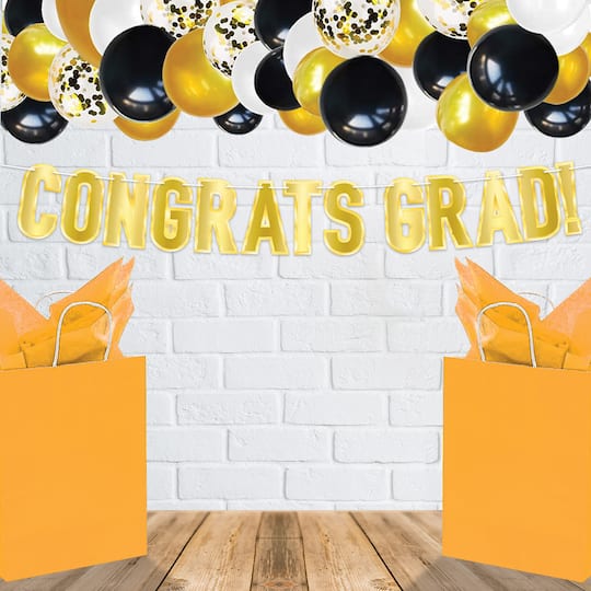 Beistle 5.25ft. Gold Foil Congrats Grad! Streamer